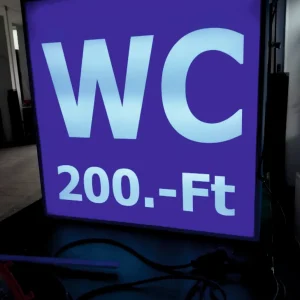 Négyzet alakú LED-es világító doboz WC felirattal